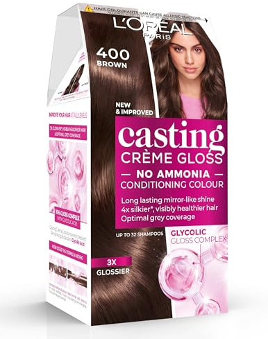 L'Oréal Paris Casting Crème Gloss, Semi-Permanent Hair Dye, Radiant & Natural Colour, Shade: Brown 400