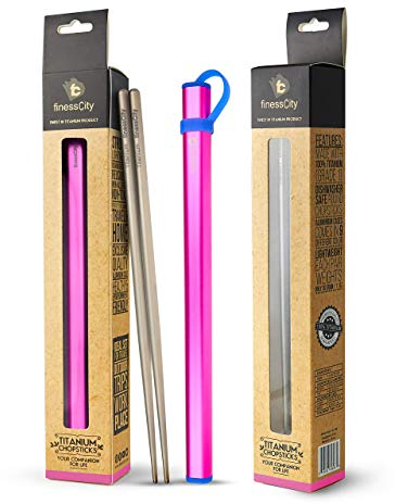 Titan Stäbchen Extra Stark Ultra Lightweight Professional (Ti), Stäbchen kommt mit exklusiver Qualität kostenlos Aluminiumgehäuse (Pink)