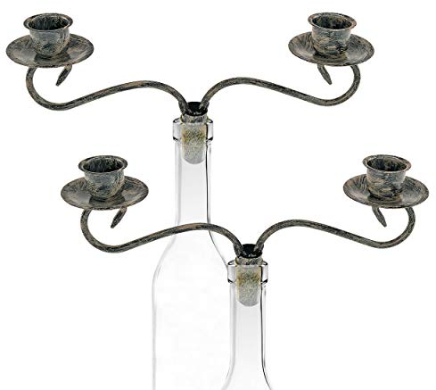 Southern Homewares 2 Candle Wine Bottle Topper Candelabra (Set of 2), Multicolor