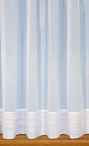 Jayne. Plain envelope hemmed voile net curtain. 40 inch drop. Finished in White. Sold by the Metre