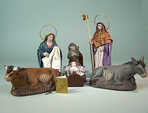 Puig Krippenfiguren aus Spanien HL. Familie 6Tlg. Aus Ton. 12 cm.