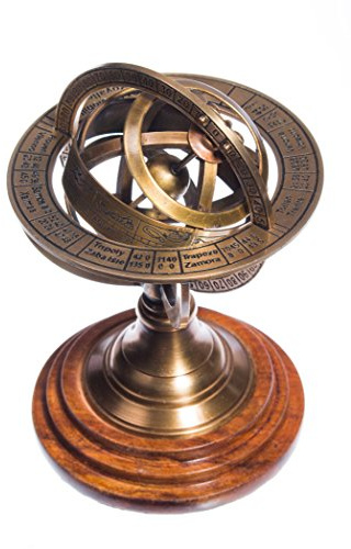 Armillarsphäre aus Messing Astronomie 14 cm mit Fuß Vintage Pirat Steampunk Globus