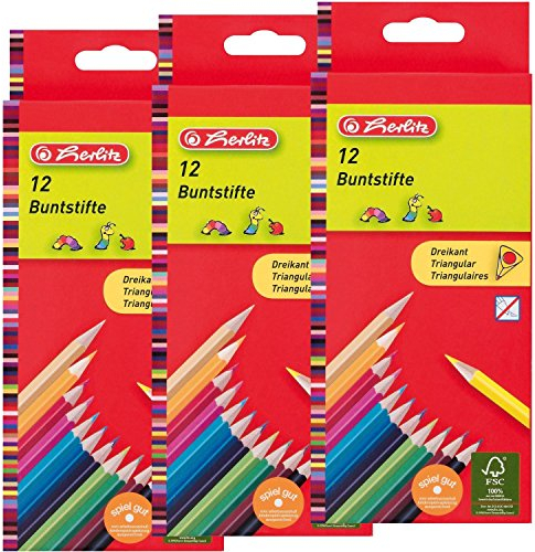 herlitz Dreikant-Buntstifte, 12er Karton-Etui VE=3