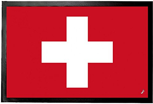 1art1 Schweiz Flaggen Der Welt Fußmatte Dekomatte Innenbereich | Design Türmatte 60x40 cm