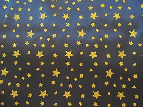 Mc-Stoff SATIN Stoff Glitzer Sternenhimmel blau dunkelblau Sterne Meterware