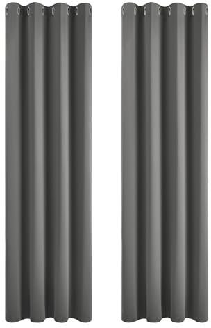 Deconovo Tende Oscuranti per Interni 2 Pezzi 242 CM Altezza, Termiche Isolanti, Anti-Rumore, con Anelli, Ideali per Camera da Letto e Soggiorno, 132x242 CM, Grigio Chiaro