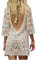 Womens Beachwear Cover Ups, Women's Bathing Suit Cover Up Beach Bikini Swimsuit Swimwear Crochet Dress (White-Backless)