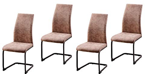HTI-Line Schwingstuhl SallyP Braun 4er Freischwinger Esszimmerstuhl