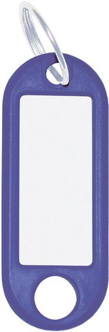 WEDO® Schlüsselanhänger, Kunststoff/Metall, mit Ring, Ø: 18 mm, 52 x 21 x 3 mm, blau (100 Stück), Sie erhalten 1 Packung á 100 Stück