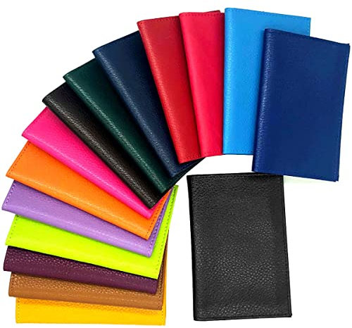 Charmoni - Thane - Etui Porte Papier Voiture - la Carte Grise - permis de Conduire - 4 Plis - La pièce d'identité - en Cuir Vachette - 10 cm X 15 cm (Vert foncé)