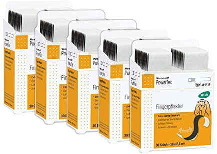 Werosmart® Pflasterspender-Einsätze Fingerpflaster 16 x 2,5 cm VE (5 Stück) Vorratspackung (Textil | Schwarz | Extrastark)