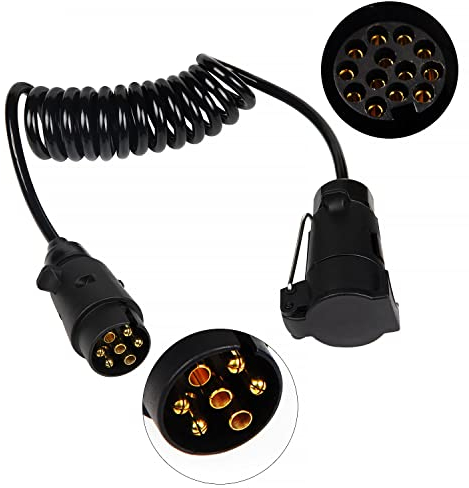 EXLECO Anhänger Verlängerung Kabel Anhängerkabel Adapter7-13 Polig Max. 2M Lang Spiralkabel Auto Anhänger Wohnwagen