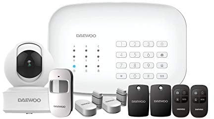 Daewoo Pack Initial | Alarme Maison sans Fil WiFi GSM connectée avec 1 Caméra Intérieure | Compatible avec Amazon Alexa, l’Assistant Google