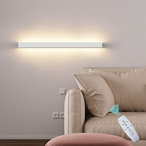 VOMI Außenleuchte Weiß Flach LED Wandleuchte Dimmbar Innen Aussen mit Fernbedienung Deckenfluter Lang Schmal IP65 Wasserdicht Wandlampe Lichtleiste Wandbeleuchtung Schlafzimmer Wohnzimmer Gärten,80cm