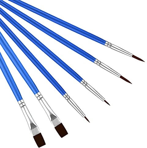 KINBOM 6pcs Detail Paint Brush Set, Thin Detail Paint Brush Miniature Paint Brushes Fine Tip Paint Brush for Watercolor Oil Acrylic Facial Detail Paint (Blue, 3 Specification)