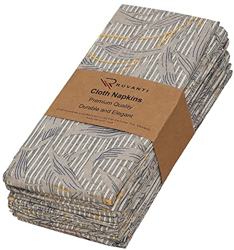 Ruvanti Cloth Napkins, Pack of 6, 45.7 x 45.7 cm, Soft and Absorbent, 100% Cotton, Washable and Reusable. Linen Napkin for Christmas, Dinner and Weddings, Parties - Sheet