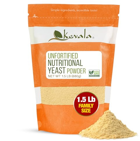 Kevala Nutritional Yeast - 1.5 lb, Unfortified Powder for Vegan Cooking | Product of USA, Premium Seasoning with a Cheesy Flavor, Dry Yeast With No Added Salt for Everyday Vegan Food Nutrition