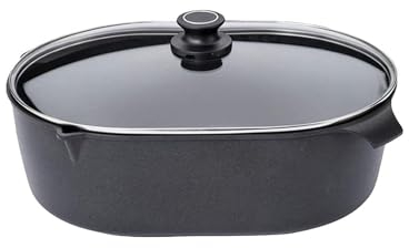 Set Original Gundel GUSS BRÄTER mit Glasdeckel Gigante, 41,5 x 28,5 cm, Höhe 13,5 cm, Gussbräter groß