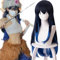 Anime Cosplay Kostüm Perücke, Damenperücke, langes schwarzes und blaues glattes Haar für Frauen, Halloween, Weihnachten