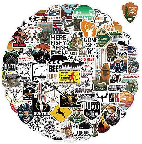 Outdoor Hunting Sticker Pack 100pcs for Water Bottles Laptops Cars Skateboards Mens Cave Decorations Teens Adults Sticker