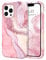 YINLAI for iPhone 13 Pro Max Case Marble Pattern 3 in 1 Full Body Rugged Hard PC Back Cover Bumper, Soft Silicone Drop Protection Girly Women Case for iPhone 13 Pro Max 6.7 Inch, Rose Gold Pink