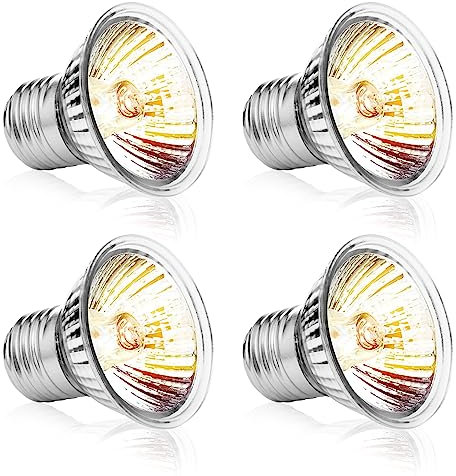 vsshe Schildkröte Wärmelampe,4 Stück 75W UVA Reptilien Wärmelampe E27 Dimmbar 220V Heizlampe Terrarium Vollspektrum Sonnenlampe Heizung für Schildkröte Schlange Eidechse Kakadu Chamäleon usw
