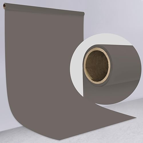 EMART Fotohintergrund Papier Grau 1,3x4,9m Papierrolle Hintergrund | Matt Nahtlos, Fotoshooting, Produktfotografie, Portrait, Kompatibel mit Hintergrundständer