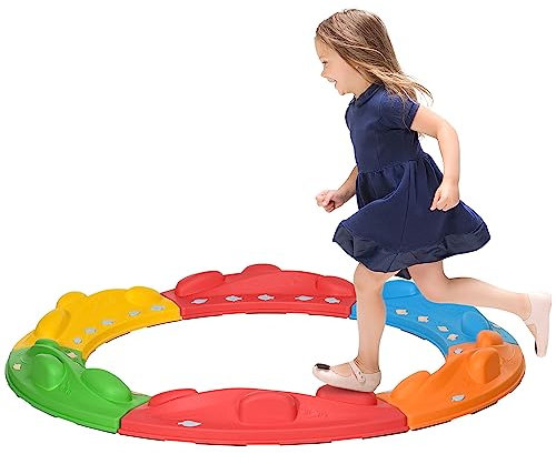 ZONEKIZ Stepping Stones Kids Balance Beam 6 PCs Stackable Outdoor Indoor Obstacle Course Sensory Play