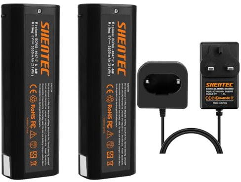 2Pack Shentec Charger 6V 3500mAh Ni-MH Battery Compatible with Paslode 404717 B20544E BCPAS-404717 404400 900400 900420 900600 901000 902000 B20720 CF-325 IM200 F18 IM250 IM250A IM350A IM350CT PS604N