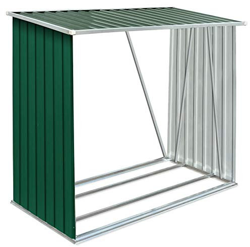 Tidyard Capanno,Casetta,Porta Legna,da Giardino,Esterno,in Acciaio Zincato,Verde,163x83x154 cm,Legnaia da Giardino,Esterno,in Acciaio,Metallo,Portalegna da Giardino in Acciaio