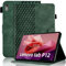 Vkooer Coque pour Lenovo Tab P12 2023（12.7 Pouce） Housse Cuir PU Etui de Protection Flip Cover Case avec Support Pochette Lenovo Tab P12 Tablette Coque, Vert foncé