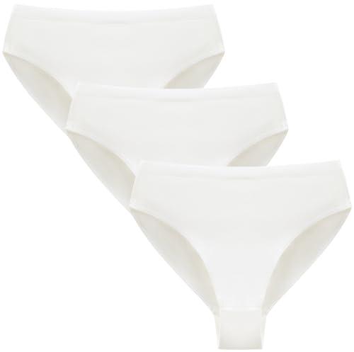 Adorel Mädchen Ballett Slips Baumwolle Tanz Unterhosen Unterwäsche 3er-Pack Weiß 146 (Herstellergröße 150)