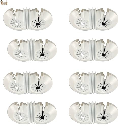 BricoLoco.com Lot de 8 capuchons de radiateur double chauffage - Rosace pour tuyaux de chauffage - Couvercle trous autour du tube mural - Plafonnier radiateur blanc (8, double)