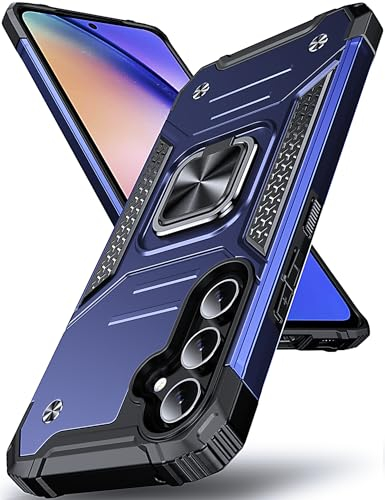 DASFOND Armor Hülle für Samsung Galaxy A54 5G Case Militär Stoßfest Handyhülle [Upgrade 2.0] 360 Grad Metal Ring Halter Ständer Schutzhülle [für Handyhalterung Auto Magnet], Blau