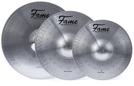 Fame Splash Beckenset, 12, 10, 8, Messing, Handgehämmertes Design, Für Schlagzeuger aller Levels, Hochwertige Klangqualität