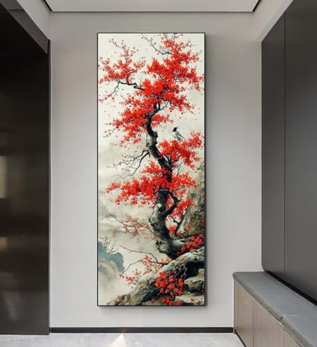 Diamond Painting Bäume Landschaft Diamond Painting Erwachsene,5D Diamant Painting Bilder Crystal Embroidery,Daiments Painting Basteln Erwachsene,DIY Diamond Painting Artdot für Wand Décor 40x80cm q167