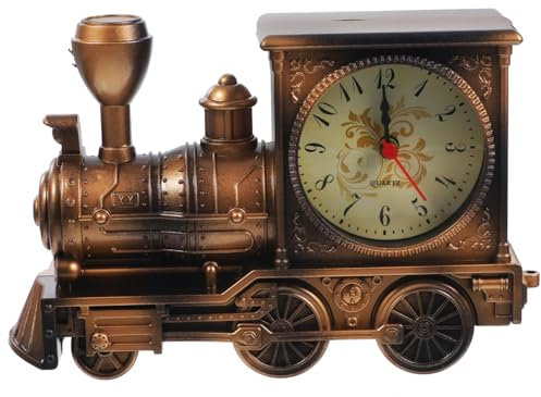 Alipis Eisenbahn-motoruhr Kreativer Wecker Desktop-Ornament-Uhr Für Schlafzimmer Und Wohnzimmer Abs Material Braun