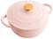 Mswborml Ronde Cocotte en Fonte Émaillée avec Couvercle 20 cm, Casserole de 2,5 L avec Couvercle, Rose Cocotte en Fonte Induction, Batterie de Cuisine Robuste pour Braiser, Ragoûts