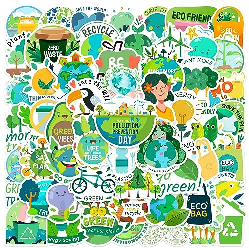 Umweltschutz Aufkleber Natürliche Umwelt Earth Day Stickers 50 Stück Skateboard Graffiti Aufkleber Motorräder Fahrrad Snowboard Gepäck Laptop Auto Koffer für Kinder und Jugendliche