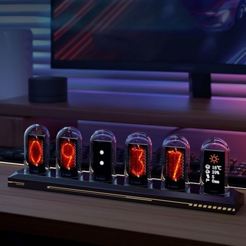 Anpassbare RGB-Beleuchtungsuhr, Nixie Röhrenuhr mit DIY-Kit, Retro-Design (B)