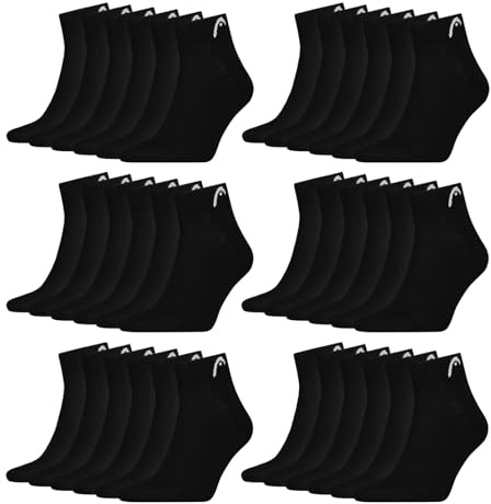 HEAD Unisex Quarter Socken Sportsocken Cotton Blend Sport Socks 18 Paar, Größe:43-46, Artikel:-001 black