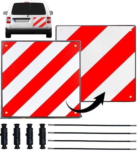 Warntafel für Italien Spanien und Portugal Fahrradträger,3 In 1 Alu Reflektierend Warnschild(50 x 50 cm) mit 4X Spannseile,Zertifizierte für Fahrradträger Heckträger & Auto Wohnmobil