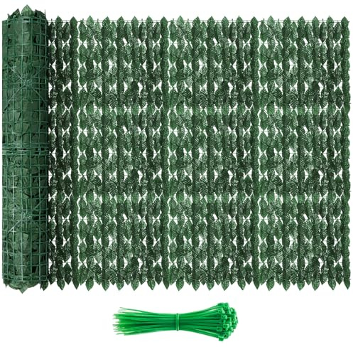 Clôture murale en lierre artificiel, 305 x 152,4 cm, toile de fond en fausse verdure, haies de vigne, panneaux de clôture pour terrasse, balcon, jardin, cour