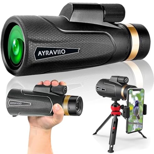 12×60 Monocular Telescope with Smartphone Holder & Sturdy Tripod, High Powered SMC & BAK4 Scope, Birthday Gifts for Men Dad Him Husband Teen, Outdoors Survival Hiking Gear