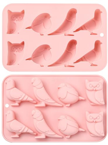 UR URLIFEHALL Lot de 2 moules en silicone en forme d'oiseau, hibou, pigeon, pour la pâtisserie, le fondant, les bonbons, la gelée, les glaçons, la décoration de gâteaux