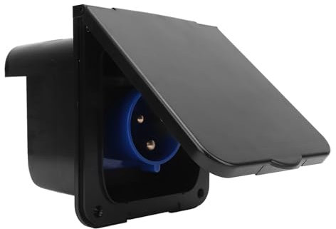 Tbest Toma de corriente para remolque de autocaravana, toma de corriente de 3 pines, 32 A, receptáculo de agua de montaje empotrado para remolque, autocaravana (negro)