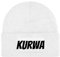 NIMAMA Mütze Beanie Kurwa Wintermütze Statement Spruch Print Geschenk Unisex Strickmütze für Herren und Damen - Weiß