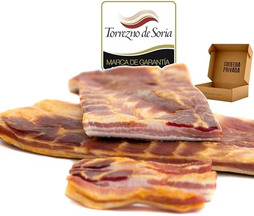 Torreznos de Soria - Envío 24 h - Panceta Semicurada - Fácil de preparar. D. O. Soria - Premio Medalla de Oro -Seleccionados por Cosecha Privada (1,1 kg)