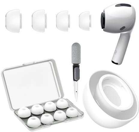YISH Gommini per AirPods Pro/AirPods Pro 2:4 Paia Cuffie Auricolari con Custodia | Penna Pulizia | Foro Riduzione Rumore | Ricambio per Gommini Auricolari (XS/S/M/L)