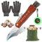 Editbar Coltello a fungo con spazzola e righello, manico in legno, coltello tascabile con tela, set di coltelli portatili, regalo per raccoglitori di funghi